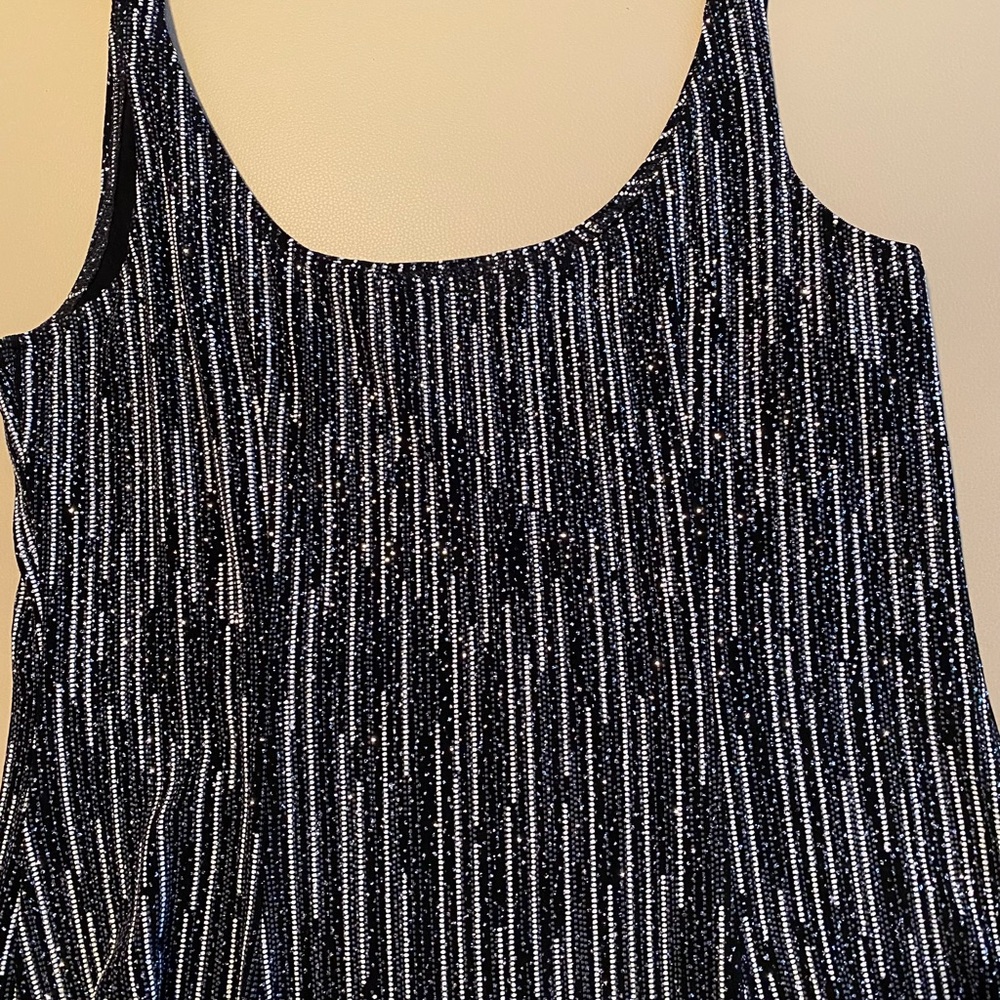 Alex Evenings Like New XL Black Silver/White Sparkly Twinset Jacket and Camisole - Picture 3 of 6